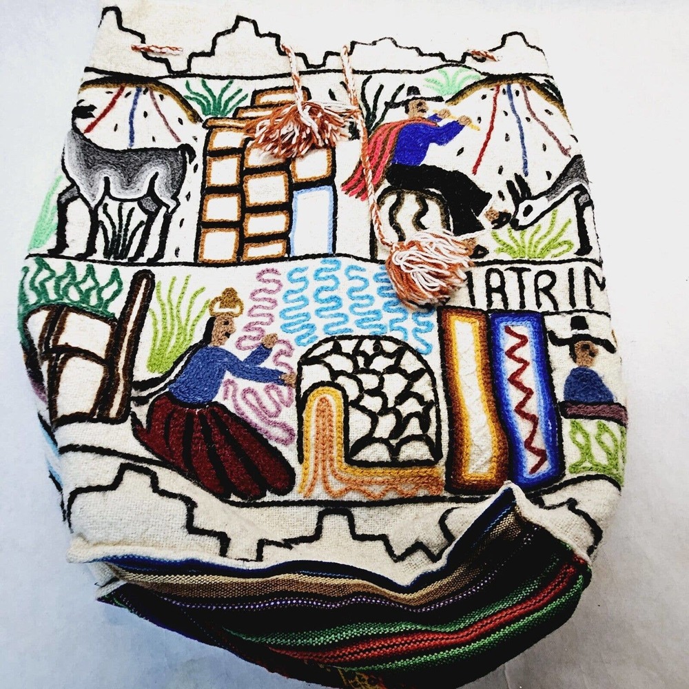 Vintage Latin Peru Matrimonio Backpack Ecuador Sling Bag Ethnic Small Tote
